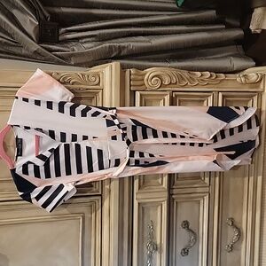 Amazon pink and blue geometric midi dress.